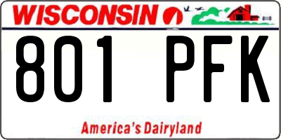 WI license plate 801PFK