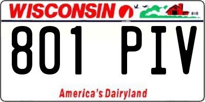 WI license plate 801PIV