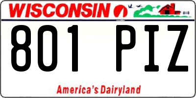 WI license plate 801PIZ
