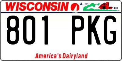 WI license plate 801PKG