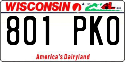 WI license plate 801PKO
