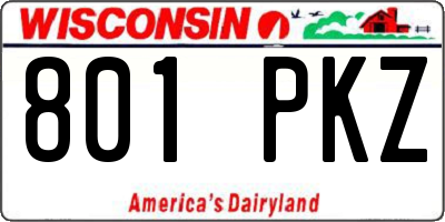 WI license plate 801PKZ