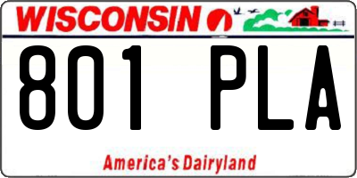 WI license plate 801PLA