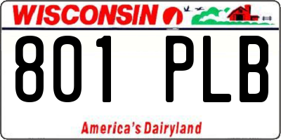 WI license plate 801PLB