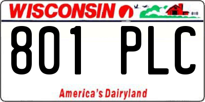 WI license plate 801PLC