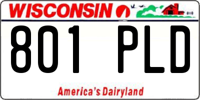 WI license plate 801PLD