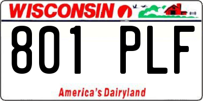 WI license plate 801PLF