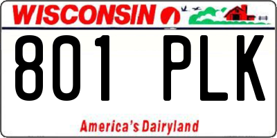 WI license plate 801PLK