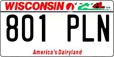 WI license plate 801PLN