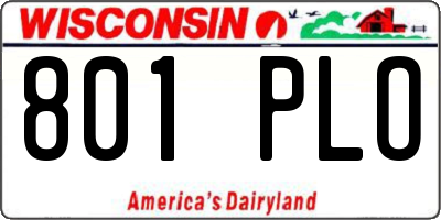 WI license plate 801PLO