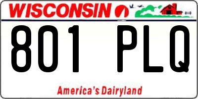 WI license plate 801PLQ