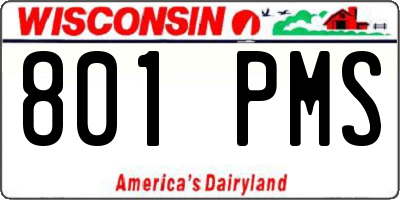 WI license plate 801PMS