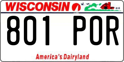 WI license plate 801POR