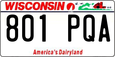 WI license plate 801PQA