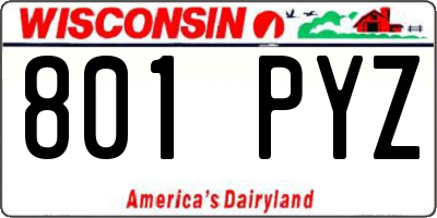 WI license plate 801PYZ