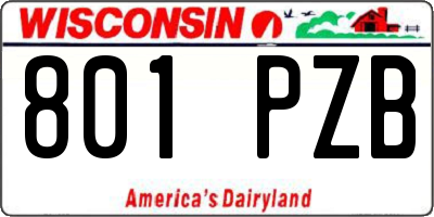WI license plate 801PZB