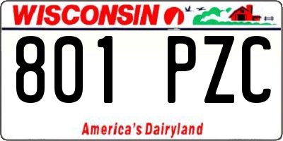 WI license plate 801PZC