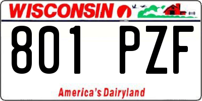 WI license plate 801PZF