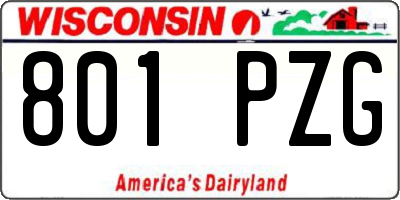 WI license plate 801PZG