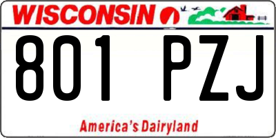 WI license plate 801PZJ