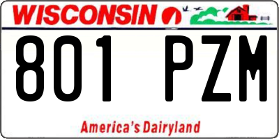 WI license plate 801PZM