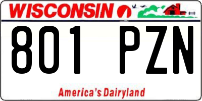 WI license plate 801PZN
