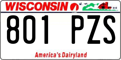 WI license plate 801PZS