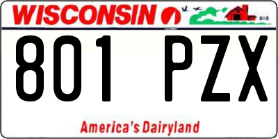 WI license plate 801PZX