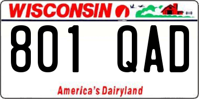WI license plate 801QAD