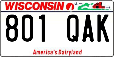 WI license plate 801QAK