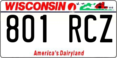 WI license plate 801RCZ