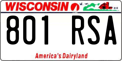 WI license plate 801RSA
