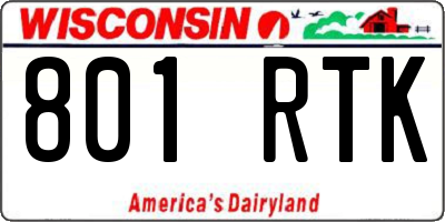 WI license plate 801RTK