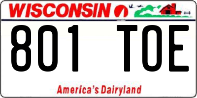WI license plate 801TOE