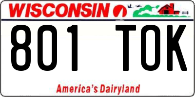 WI license plate 801TOK
