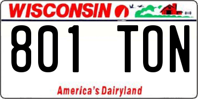 WI license plate 801TON