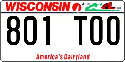 WI license plate 801TOO