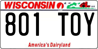WI license plate 801TOY