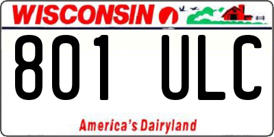 WI license plate 801ULC