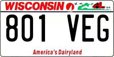 WI license plate 801VEG