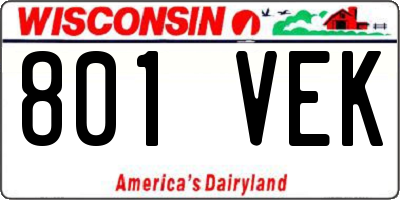 WI license plate 801VEK