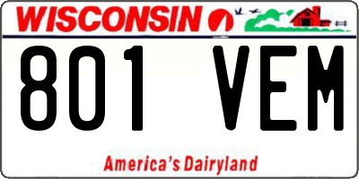 WI license plate 801VEM