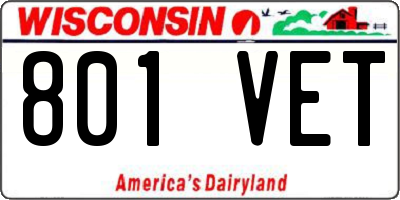 WI license plate 801VET