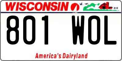 WI license plate 801WOL
