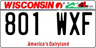 WI license plate 801WXF