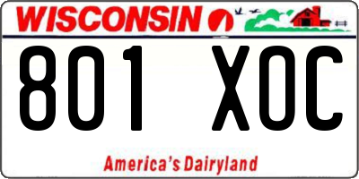WI license plate 801XOC