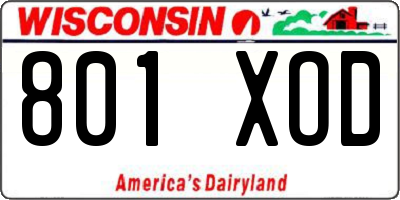 WI license plate 801XOD