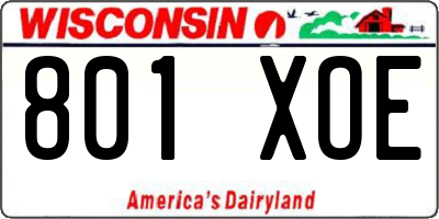 WI license plate 801XOE
