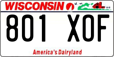 WI license plate 801XOF