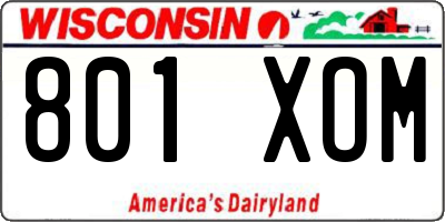 WI license plate 801XOM